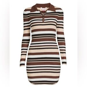 No Boundaries Brown and Cream Striped Long Sleeve Dress